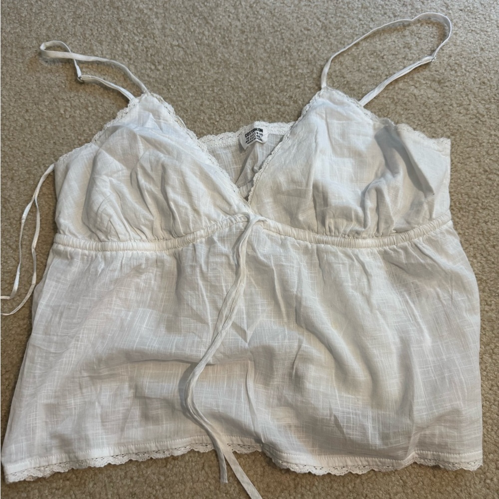 White Lace Trim Cami Top